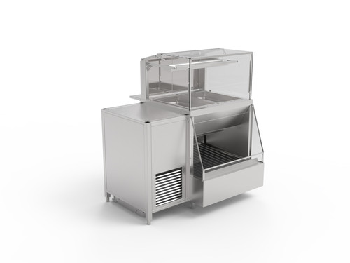 Verkaufsvitrine mit Warenrutsche für Getränke